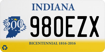 IN license plate 980EZX