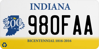 IN license plate 980FAA