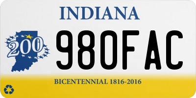 IN license plate 980FAC