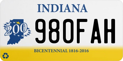 IN license plate 980FAH