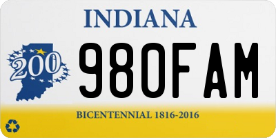 IN license plate 980FAM
