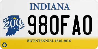 IN license plate 980FAO