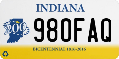 IN license plate 980FAQ