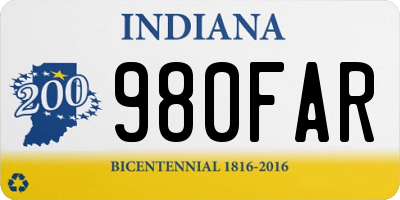 IN license plate 980FAR