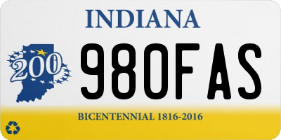 IN license plate 980FAS
