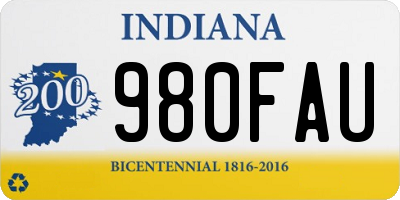 IN license plate 980FAU