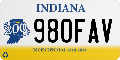 IN license plate 980FAV
