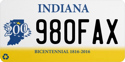 IN license plate 980FAX