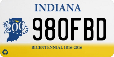 IN license plate 980FBD