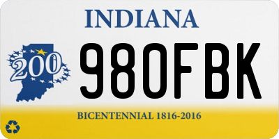 IN license plate 980FBK