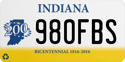 IN license plate 980FBS
