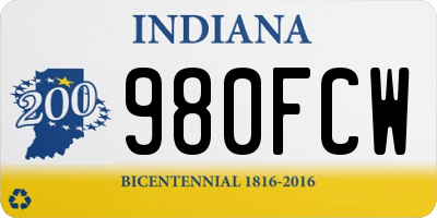 IN license plate 980FCW