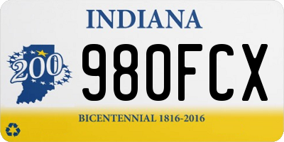 IN license plate 980FCX