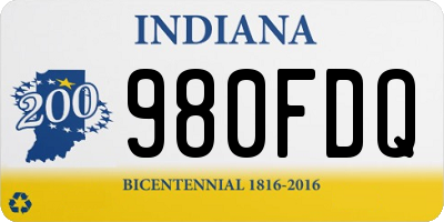 IN license plate 980FDQ