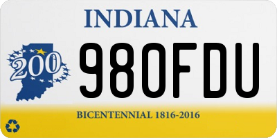 IN license plate 980FDU