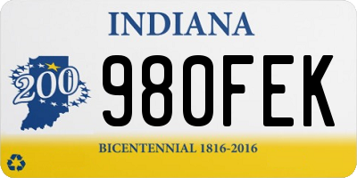 IN license plate 980FEK