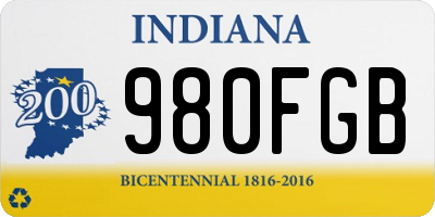 IN license plate 980FGB