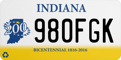 IN license plate 980FGK