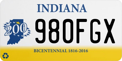 IN license plate 980FGX