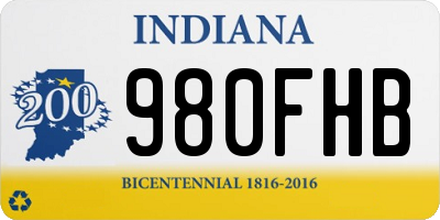 IN license plate 980FHB