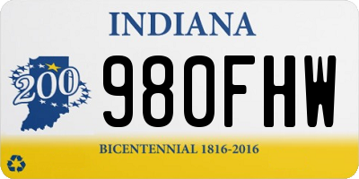 IN license plate 980FHW