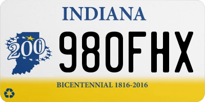 IN license plate 980FHX