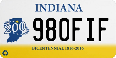 IN license plate 980FIF