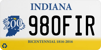 IN license plate 980FIR
