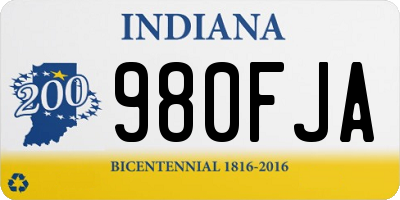 IN license plate 980FJA