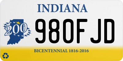 IN license plate 980FJD