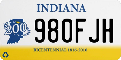 IN license plate 980FJH