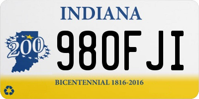 IN license plate 980FJI