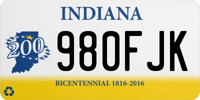 IN license plate 980FJK