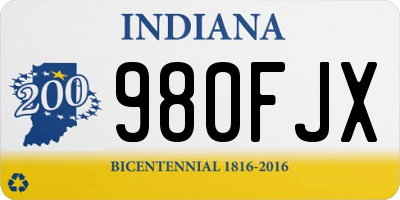 IN license plate 980FJX