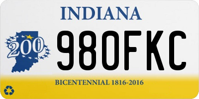 IN license plate 980FKC