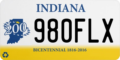 IN license plate 980FLX