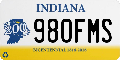 IN license plate 980FMS