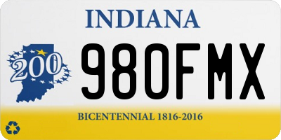 IN license plate 980FMX