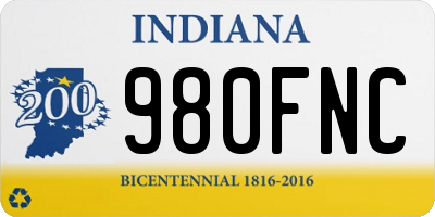 IN license plate 980FNC