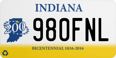 IN license plate 980FNL