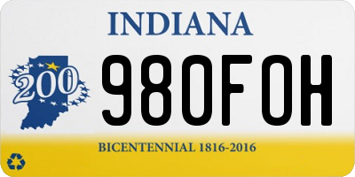 IN license plate 980FOH