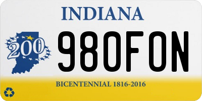 IN license plate 980FON
