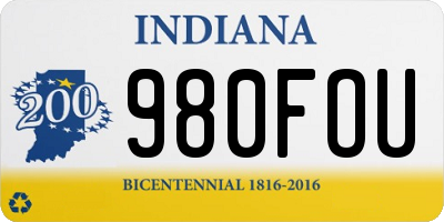 IN license plate 980FOU
