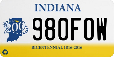 IN license plate 980FOW