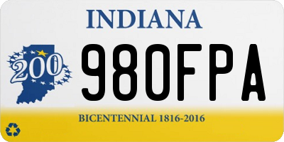 IN license plate 980FPA