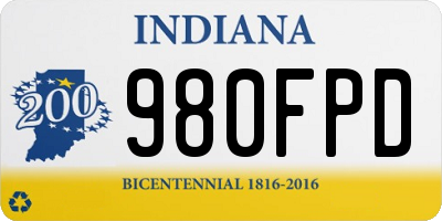 IN license plate 980FPD