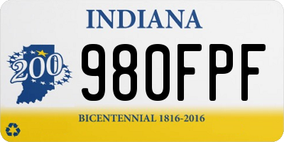 IN license plate 980FPF