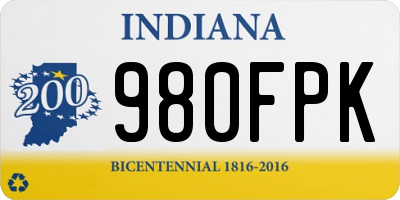 IN license plate 980FPK