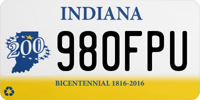 IN license plate 980FPU