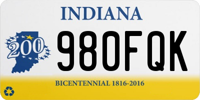 IN license plate 980FQK